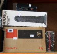 A quantity of miscellaneous adult toys to include a Pipedream King Cock and a Pumped by Shots