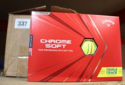 Six as new boxes of Callaway Chrome soft triple track golf balls (12 items per box).