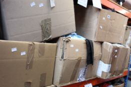 Seven boxes of assorted clothing and related items.