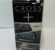 A boxed as new Cross inflatable paddle board SUP board package.
