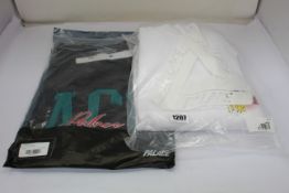 An as new Palace Ace long sleeve top (XL) and Palace hoodie in white (L).