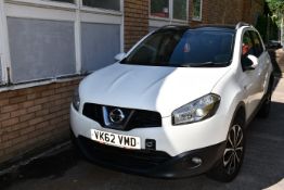 A 2012 Nissan Qashqai N-Tec+DCI five door hatchback, registration number VK62 VMD, 1461cc, diesel,