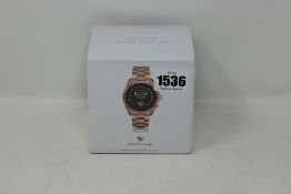 A boxed as new Michael Kors Access Bradshaw 2 (44mm) GPS smart watch in rose gold, compatible with