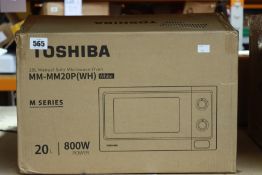 A boxed as new Toshiba manual solo microwave oven (Model: MM-MM20P(WH).