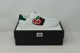 A pair of women's as new Gucci Ace sneaker with GG apple (EU 39+ - RRP £525).