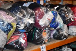 Eleven bags of clothing and related items.