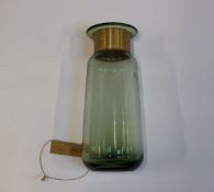 Four as new nKuKu miza green large glass vases (32 x 14cm (Dia).