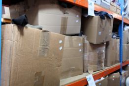 Six boxes of assorted clothing and related items.