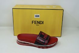 A pair of as new Fendi Signature Logo Fussbett slides (UK 8).
