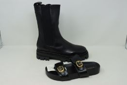 A pair of as new Uterque leather ankle boots (EU 38) and a pair of Uterque sandals (EU 37).