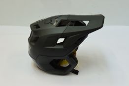 A boxed as new Fox Dropframe Pro MTB mountain bike helmet (large).