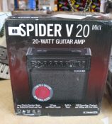 A boxed as new Spider V 20 Mk II 20-Watt guitar amp.