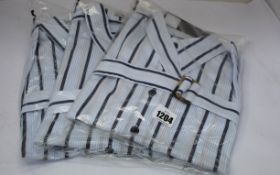 Three as new Palmer//Harding navy stripes cotton boyfriend shirts with strap collar detail (1 x size