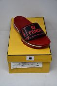 A pair of as new Fendi Signature Logo Fussbett slides (UK 10).