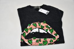 An as new Markus Lupfer Kate Sequin Lip sweater (S).