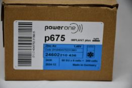 Five boxes of ten packs of six (300) Power One Cochlear Implant 675 Batteries (BB 12/2024).