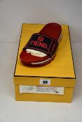 A pair of as new Fendi Signature Logo Fussbett slides (UK 8).