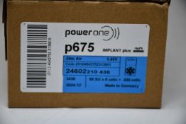 Five boxes of ten packs of six (300) Power One Cochlear Implant 675 Batteries (BB 12/2024).