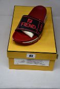 A pair of as new Fendi Signature Logo Fussbett slides (UK 9).