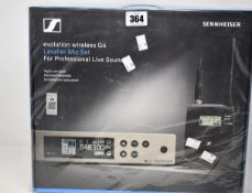 A boxed as new Sennheiser Lavalier mic set for professional live sound (ew 100 G4-ME2-A).