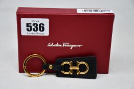 A boxed as new Salvatore Ferragamo Gancini Leather Key Chain.
