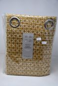 A pair of as new John Lewis & Partners Rona weave ochre eyelet curtains (RRP £180.00).