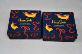 Fifteen boxed as new Happy Socks hot dog socks gift sets.