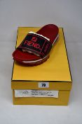 A pair of as new Fendi Signature Logo Fussbett slides (UK 8).