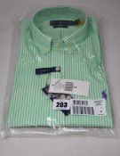 Two as new Ralph Lauren green and white shirts (Size M).