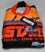 An as new AlpineStars KMX-9 V2 Graphic 2 kart suit (EU 58 - RRP £230).