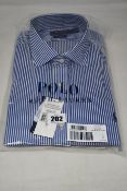 Two as new Ralph Lauren blue and white shirts (Size 17).