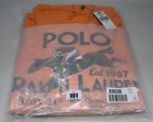 An as new Ralph Lauren hooded sweatshirt in orange (XXL).