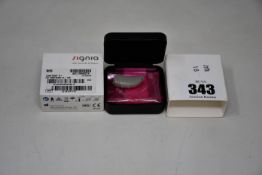 Two Sigma contrast S + grey hearing aids (SN KW51772).