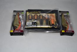 Eight Westin Swim Glidebait 15cm 107g Suspending Real Rudds and twelve Westin CrCraw Creature Bait