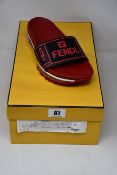 A pair of as new Fendi Signature Logo Fussbett slides (UK 6).