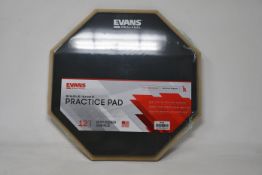 Five boxed as new Evans Realfeel Single-Sided Practice Pads - 12