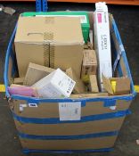 A box of assorted as new printer cartridges and printer parts (Some boxes opened/damaged).