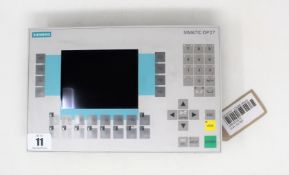 A pre-owned Siemens Simatic OP27 Monochrome Operator Panel (P/N: 6AV3627-1JK00-0AX0) (Untested, sold