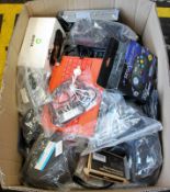A box of assorted as new and pre-owned small electrical items and accessories (All items sold as