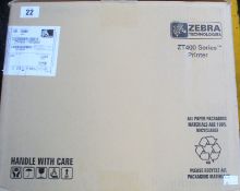 A boxed as new Zebra ZT410 203dpi industrial label printer with wireless connectivity (P/N: