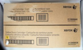 A boxed as new Xerox 013R00660 Cyan Drum Cartridge and a boxed as new Xerox 013R00658 Yellow Drum