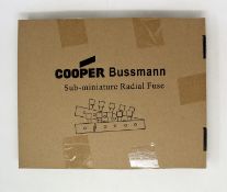 A box of 1000 as new Eaton Bussmann SR-5H-4A-AP T 4A 250VAC Sub-Miniature Radial Fuses (Box sealed).