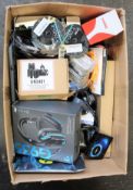 A box of assorted as new and pre-owned small electrical items and accessories (All items sold as