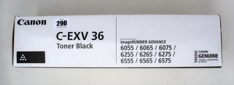Four boxed as new Canon C-EXV 36 Black Toner Cartridges (P/N: 3766B002AA) (Boxes sealed).