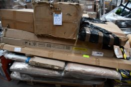 A pallet of assorted flat packed furniture and related items (BCVA cannot guarantee to be