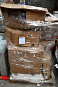 A pallet of assorted flat packed furniture and related items (BCVA cannot guarantee to be