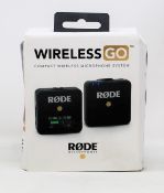A boxed as new Rode Wireless Go Compact Wireless Microphone System (Damaged box).