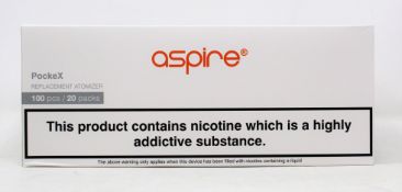 One hundred packs of five Aspire PockeX Replacement 1.2 Ohm Coils (Boxes opened) (Over 18's only).
