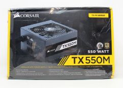 A boxed as new Corsair TX550M 550W 80 Plus Gold Modular ATX Power Supply (Box damaged, sealed).