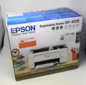 A boxed as new Epson Expression Home XP-4105 All-in-One Wireless Inkjet Printer in White (P/N:
